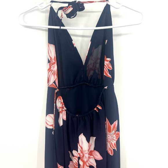 Simplee Deep V Neck Backless Floral Print Maxi Dress Women's Small - Picture 6 of 8